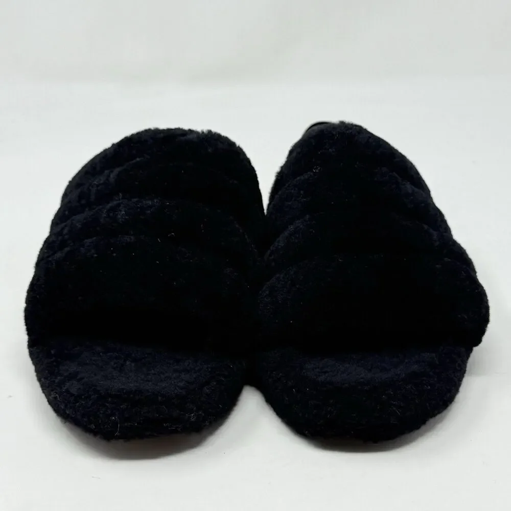 UGG Fluff Yeah Shearling Slingback Slippers Kids Girls 5 Black Red Open Toe
